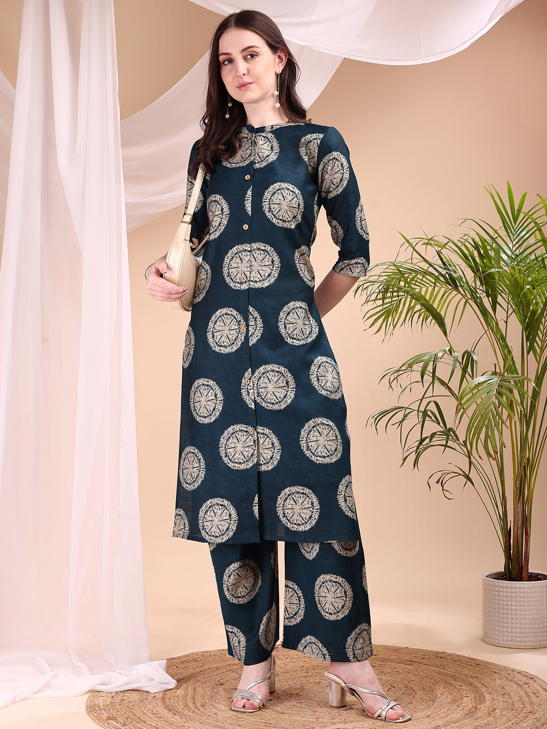 Two-piece Ethnic Motifs Printed Kurta with Palazzo