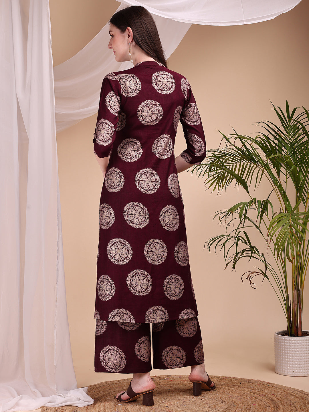 Two-piece Ethnic Motifs Printed Kurta with Palazzo