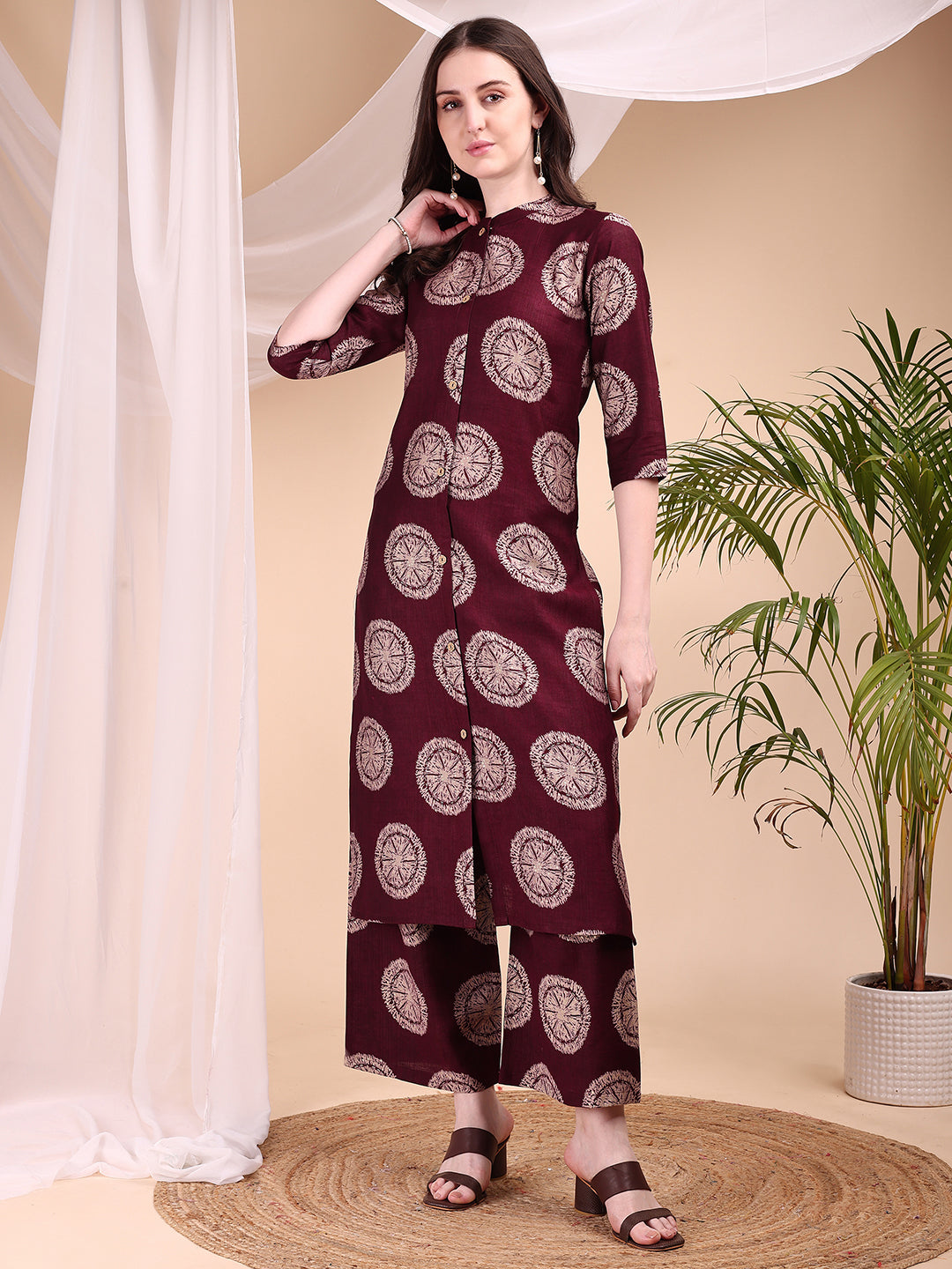 Two-piece Ethnic Motifs Printed Kurta with Palazzo