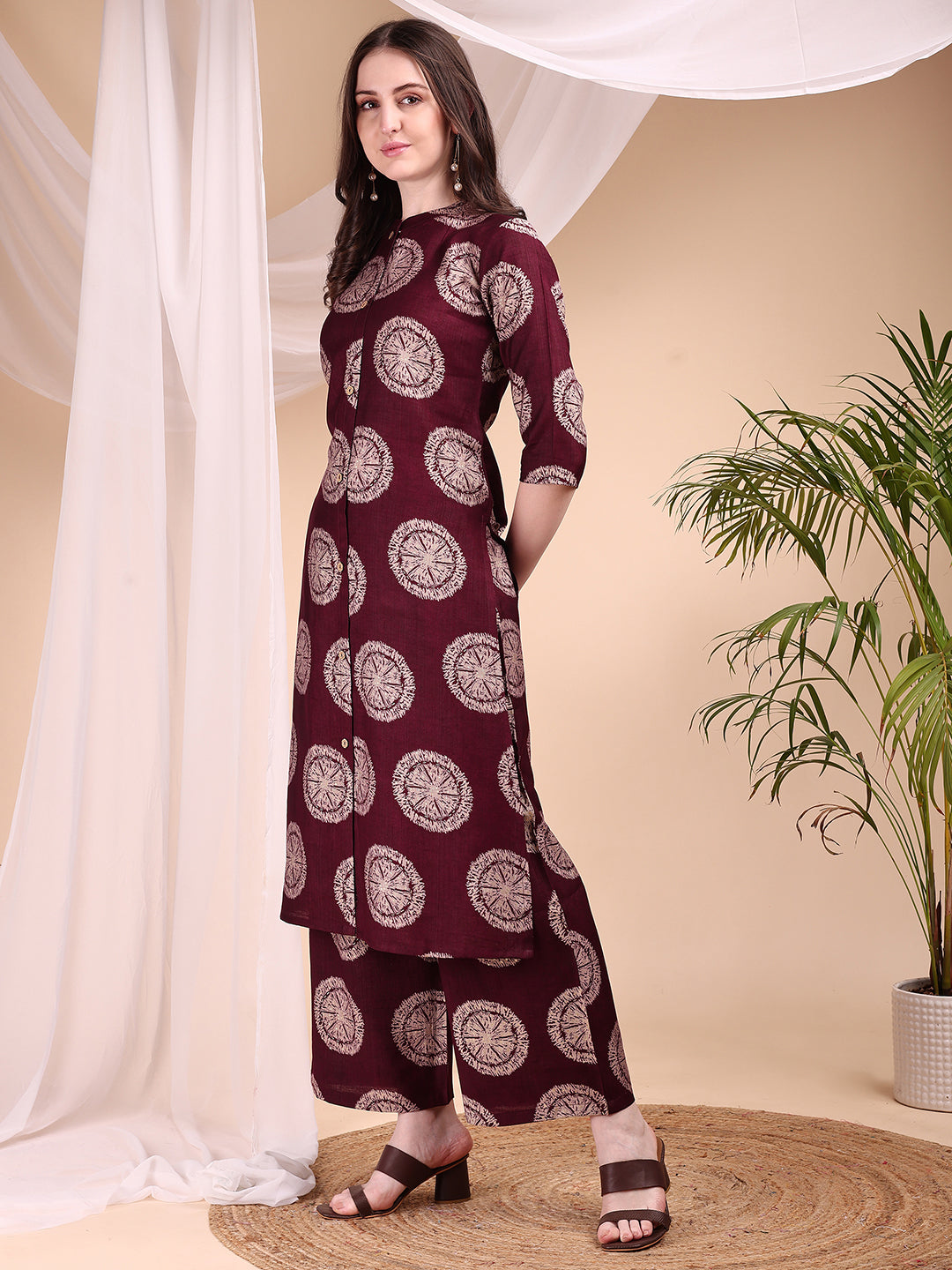 Two-piece Ethnic Motifs Printed Kurta with Palazzo