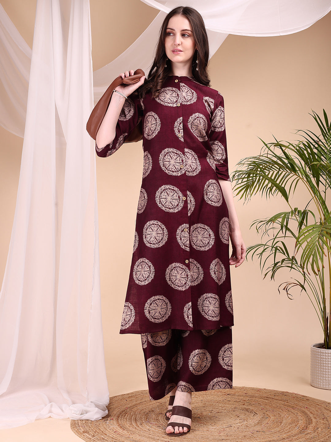 Two-piece Ethnic Motifs Printed Kurta with Palazzo