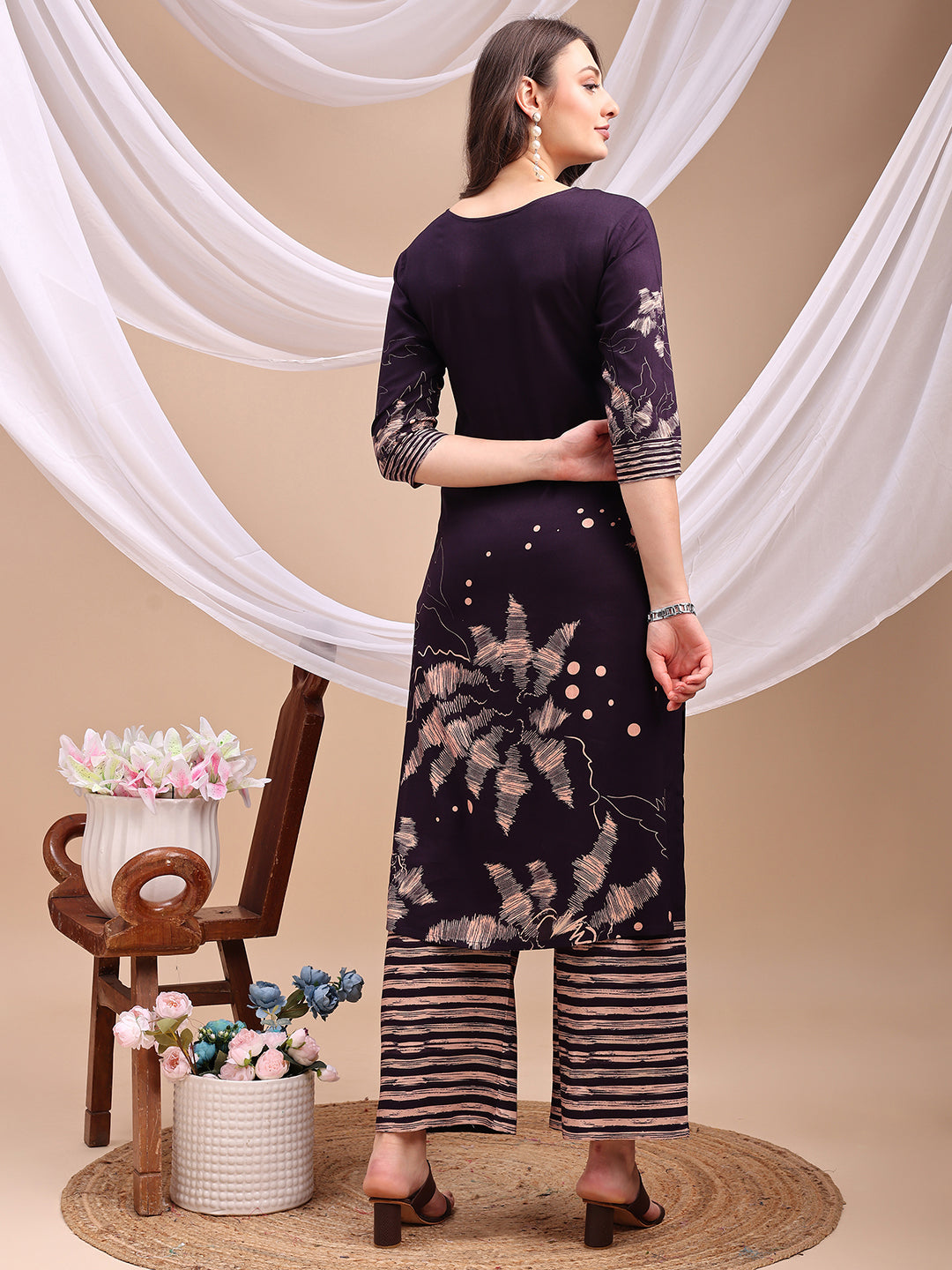 All-over abstract floral kurta-palazzo set