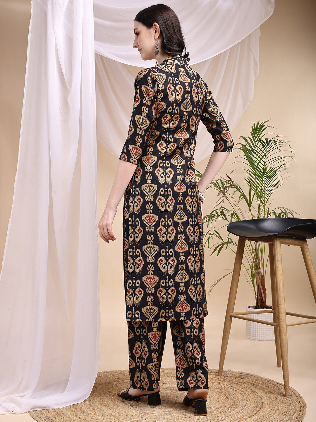 Ikat Printed Kurta with Palazzo Set