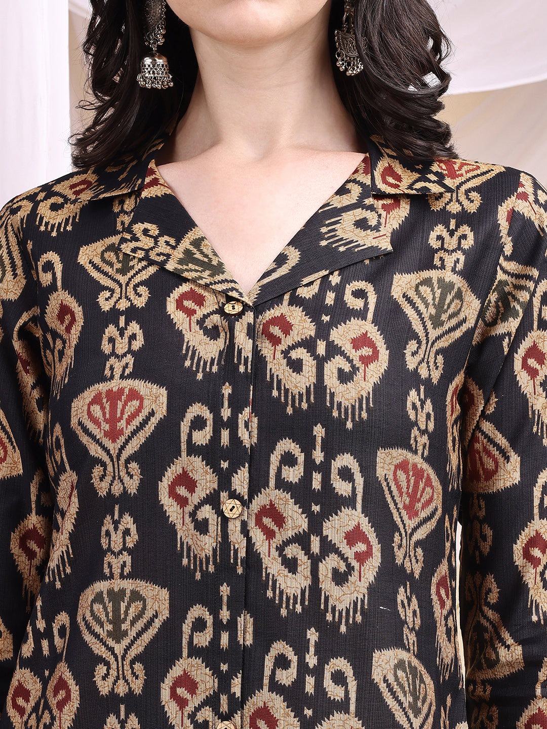 Ikat Printed Kurta with Palazzo Set
