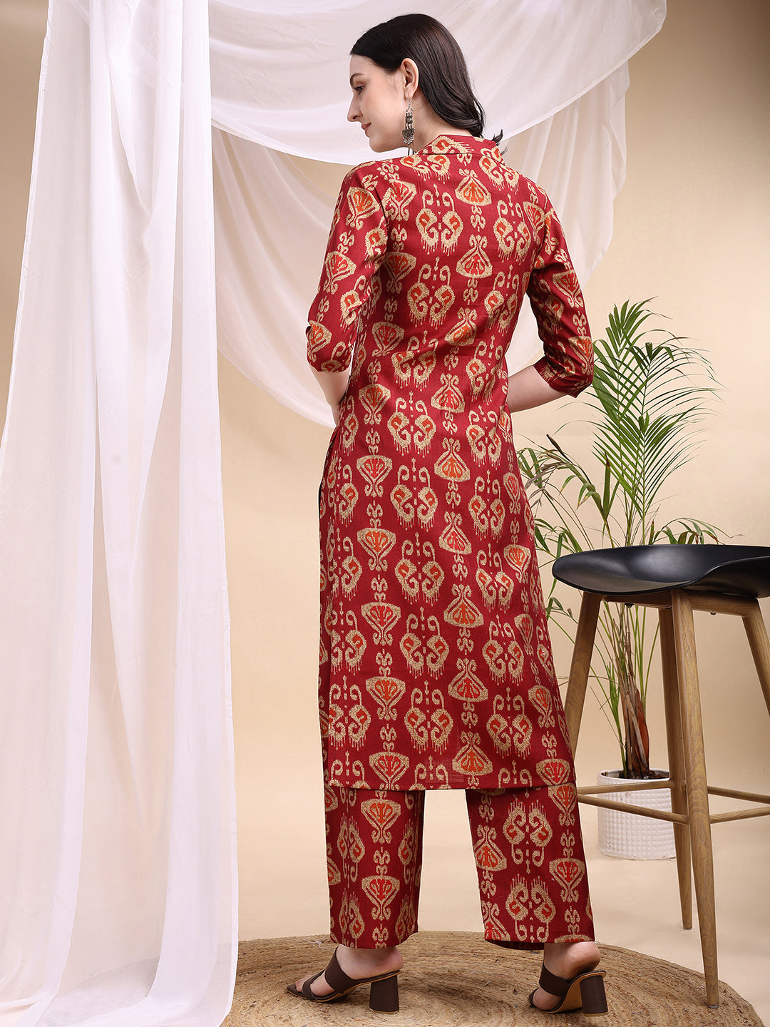 Ikat Printed Kurta with Palazzo Set