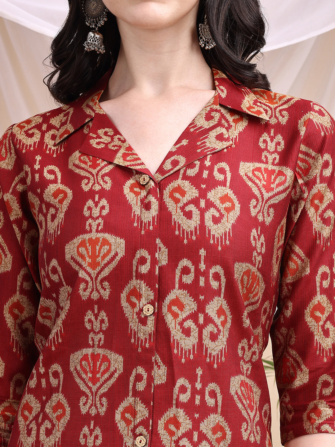 Ikat Printed Kurta with Palazzo Set