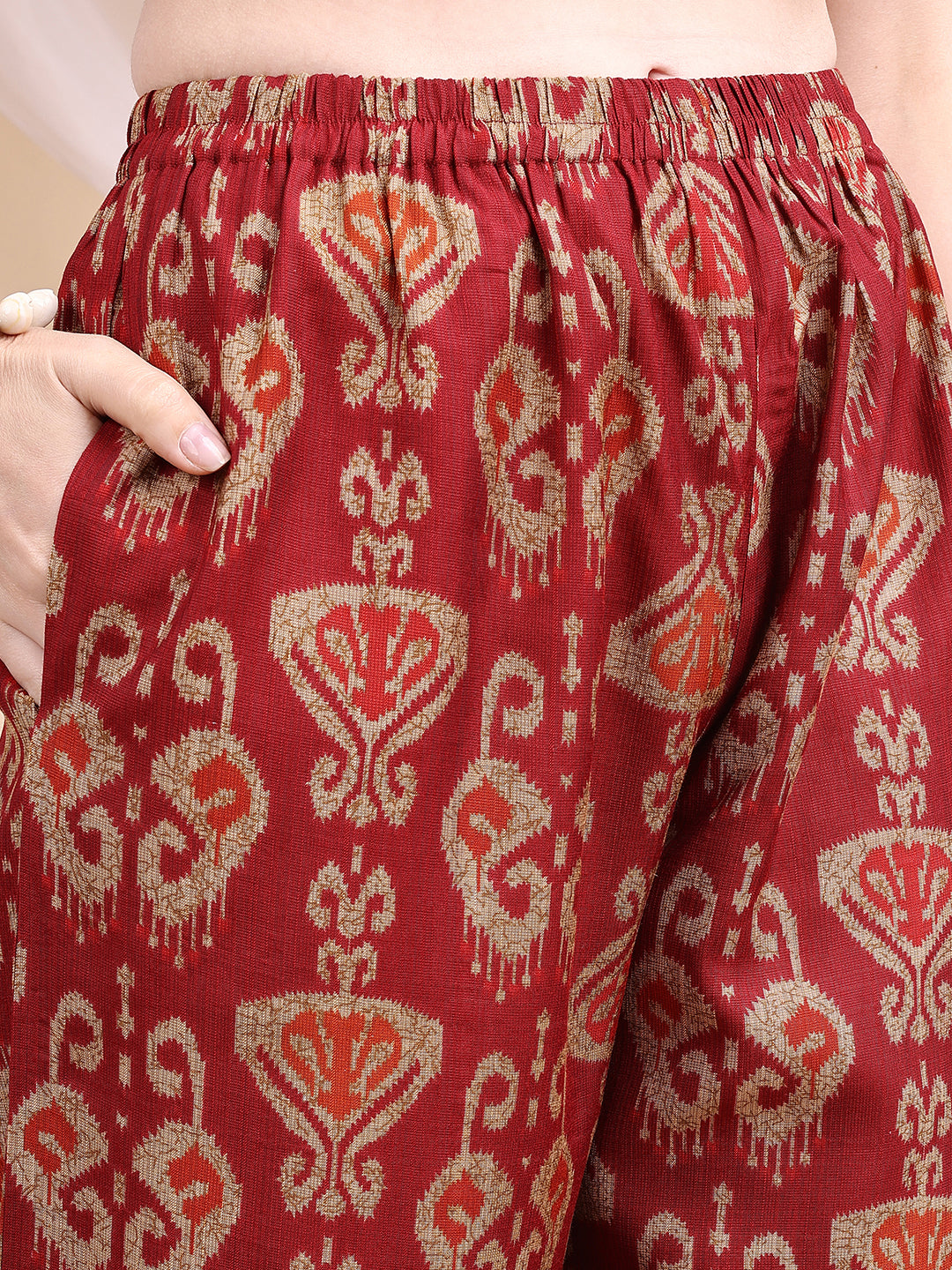 Ikat Printed Kurta with Palazzo Set