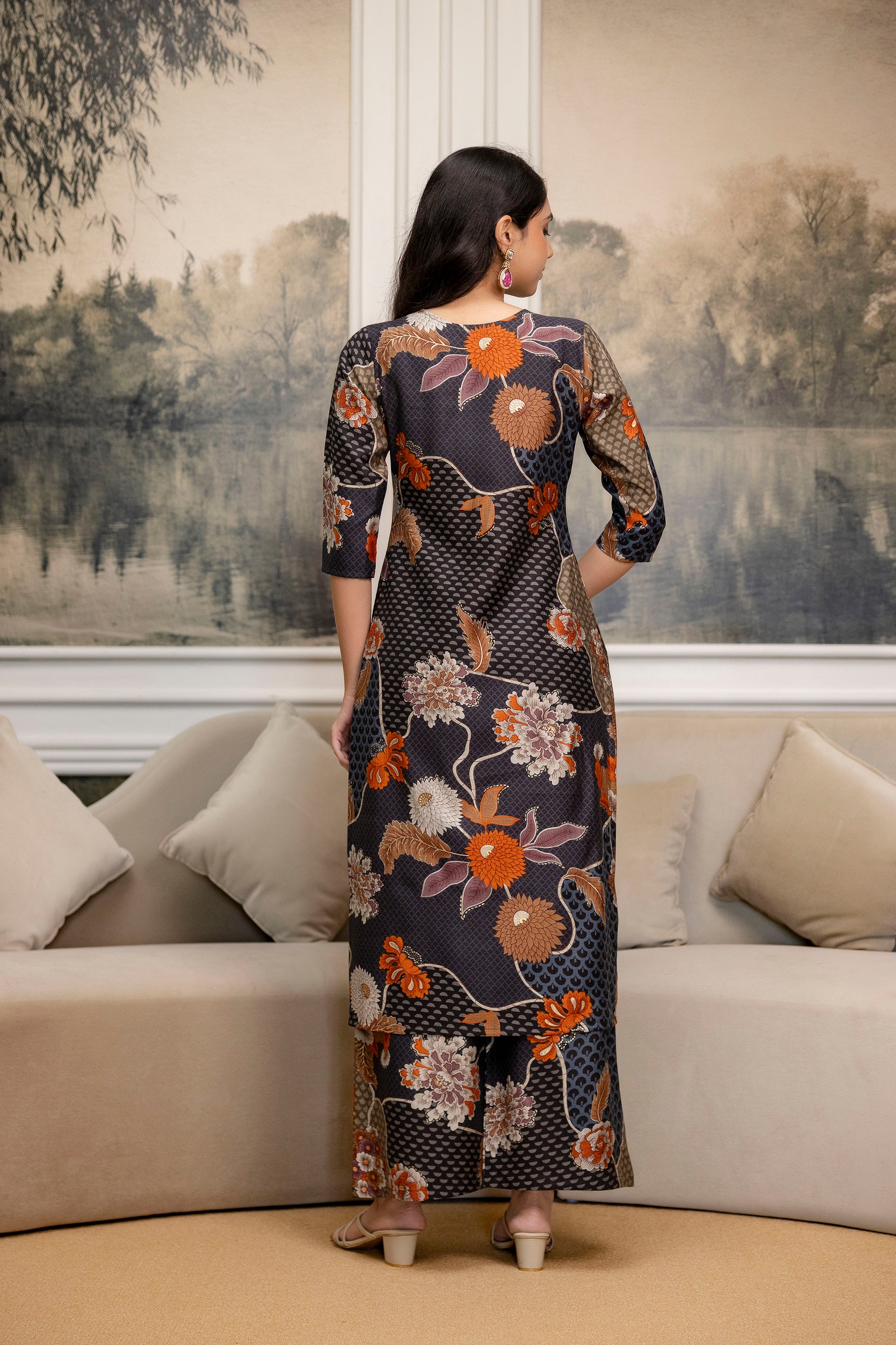 Floral Motifs Printed Kurta with Palazzo