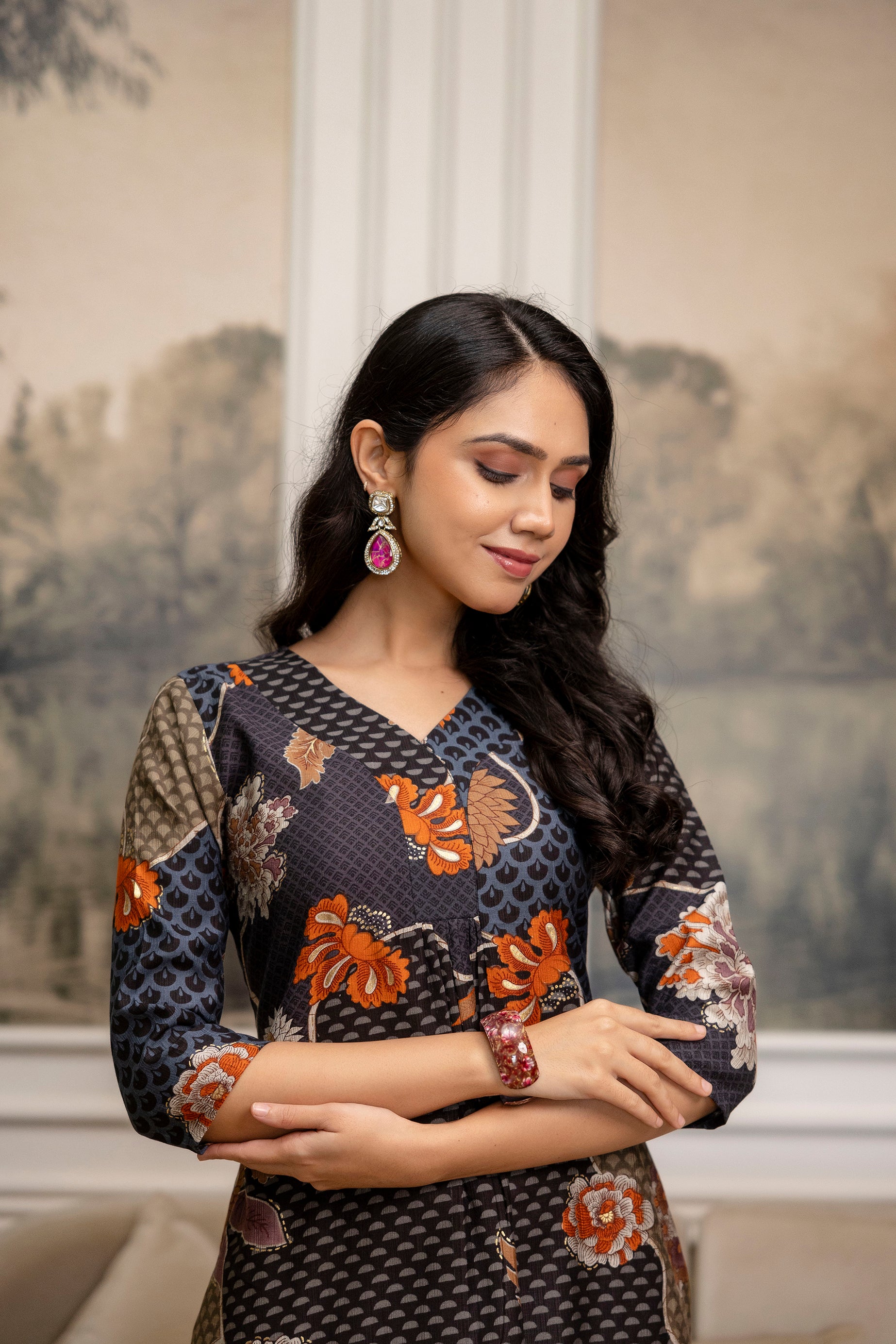 Floral Motifs Printed Kurta with Palazzo