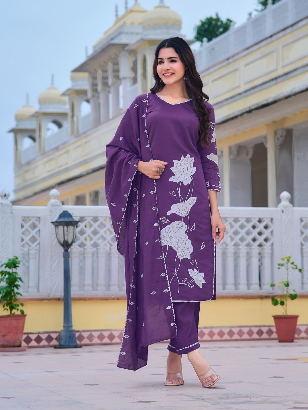 Embroidered Kurta with pant & Embroidered Dupatta