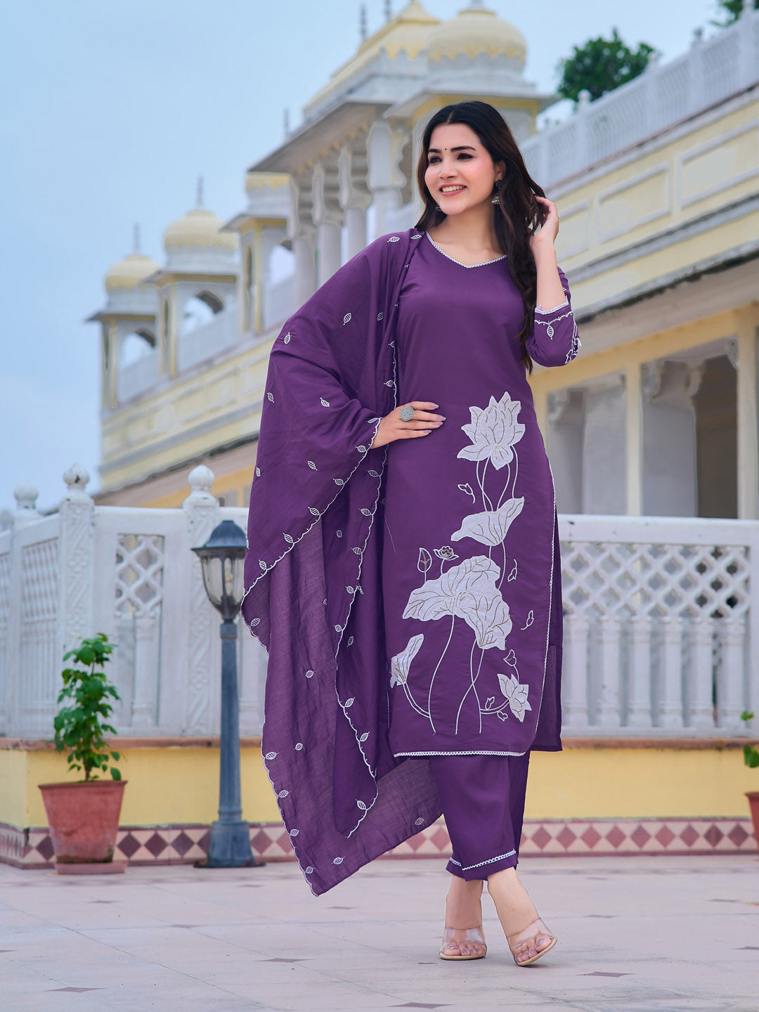 Embroidered Kurta with pant & Embroidered Dupatta