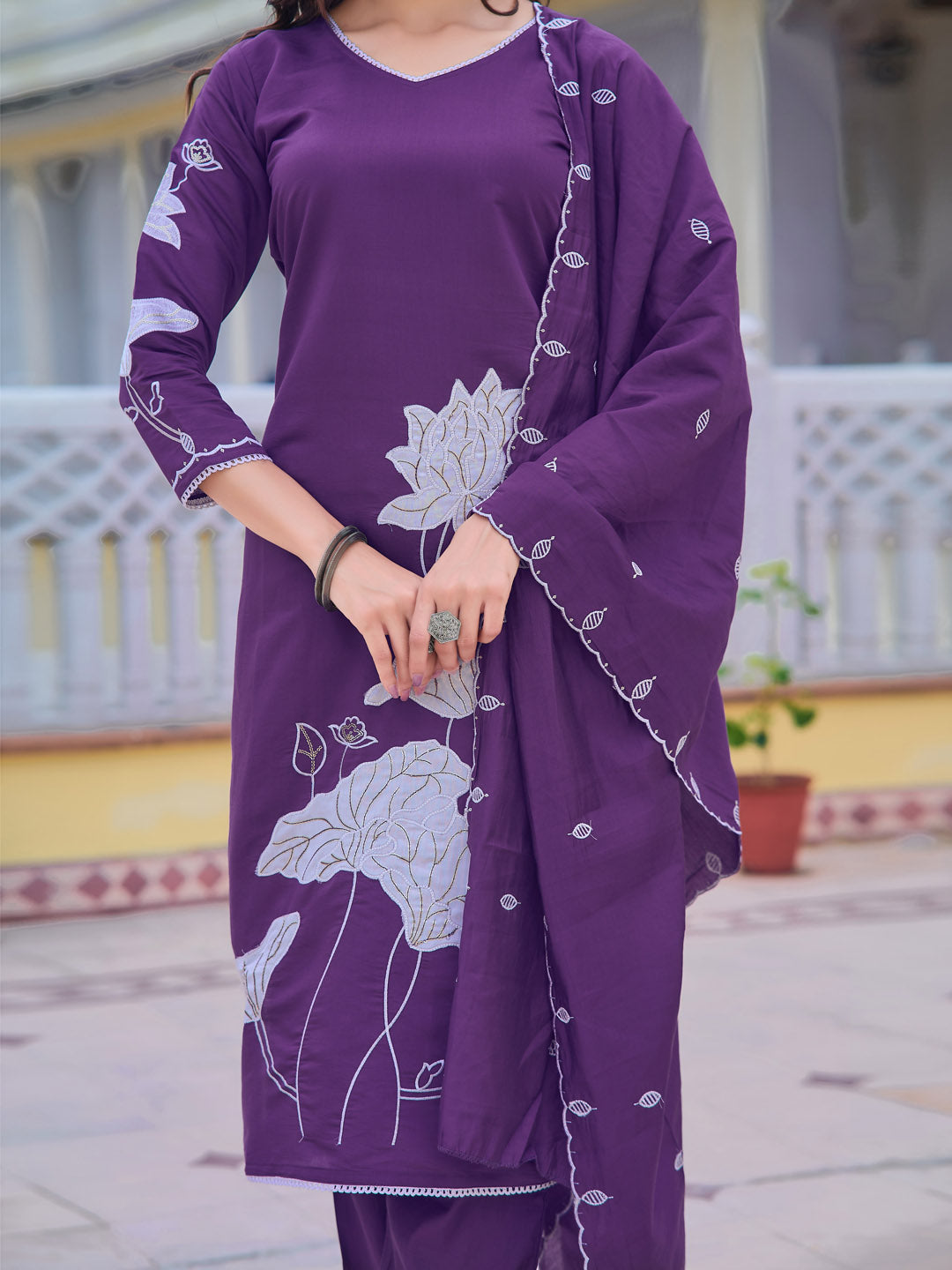 Embroidered Kurta with pant & Embroidered Dupatta