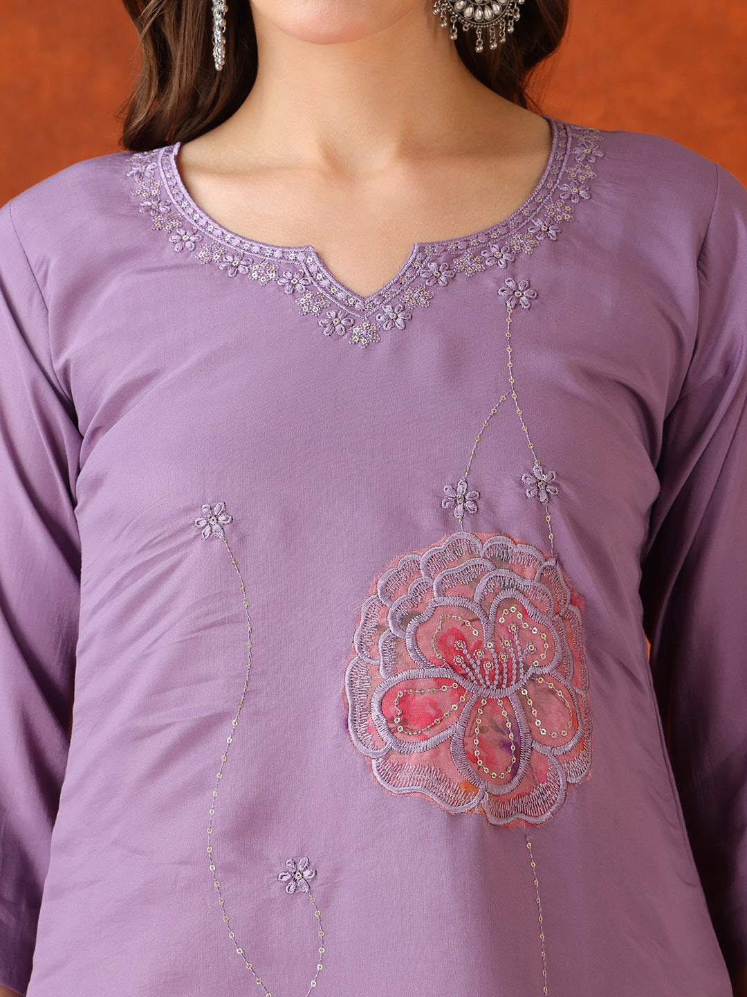 Embroidered Kurta with Pant & Embroidered Dupatta