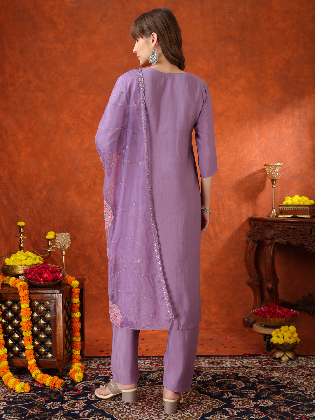 Embroidered Kurta with Pant & Embroidered Dupatta