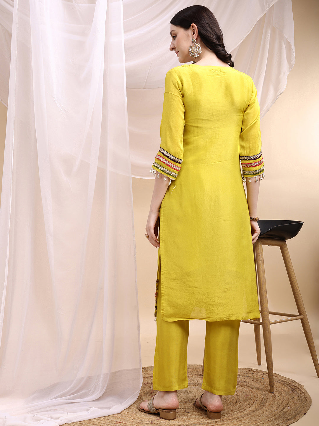 Hand Embroidered Kurta with Pant & Dupatta