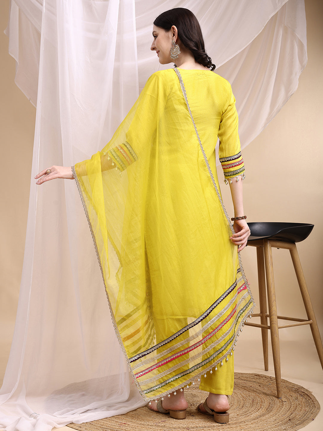 Hand Embroidered Kurta with Pant & Dupatta