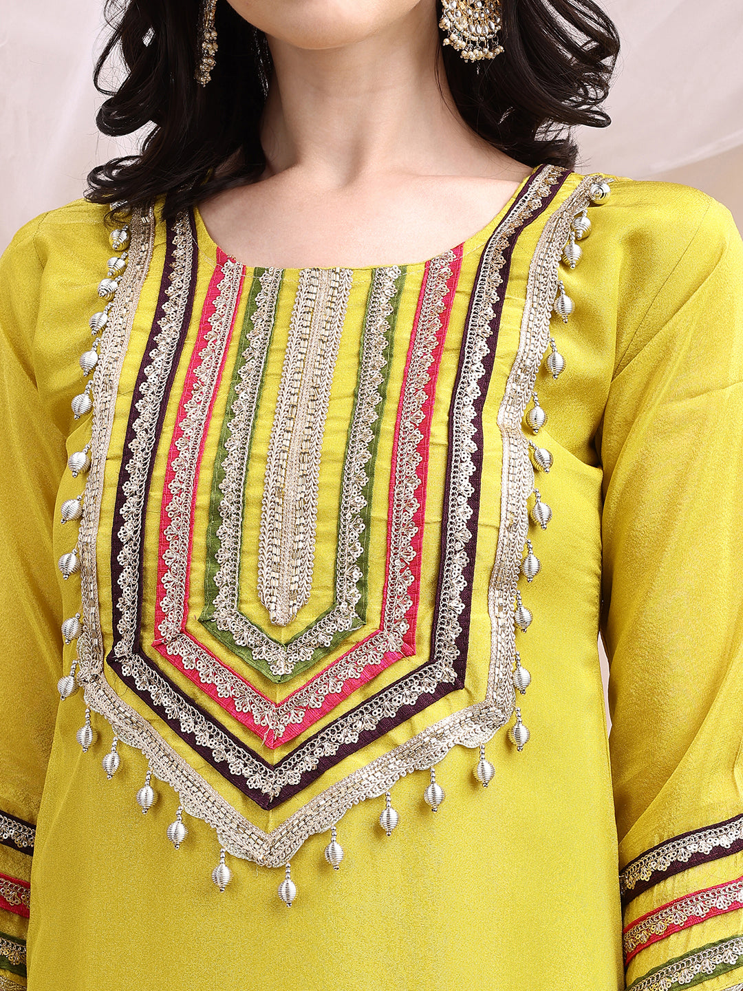Hand Embroidered Kurta with Pant & Dupatta