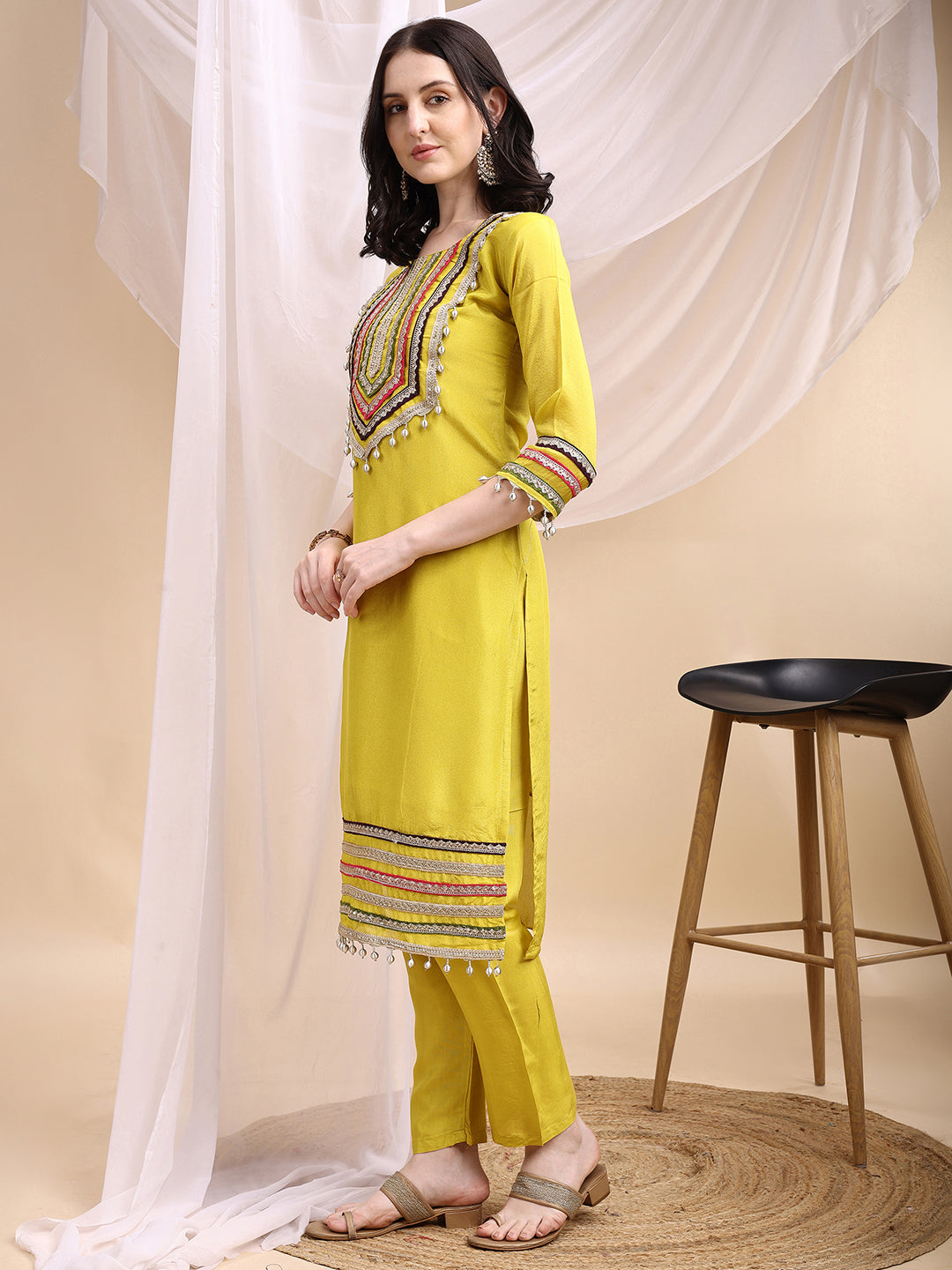 Hand Embroidered Kurta with Pant & Dupatta