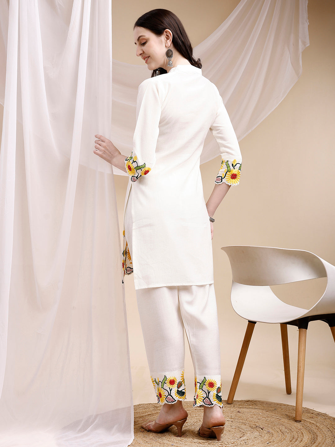 Two-piece embroidered ethnic co-ord set