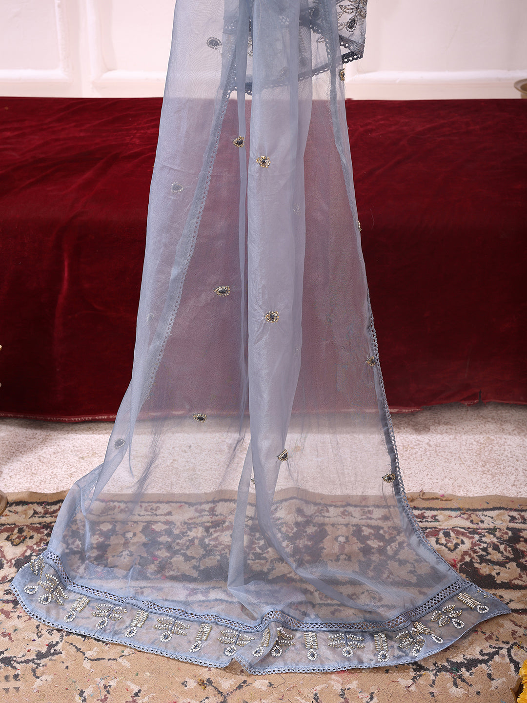 Heavy Hand embroidered Kurta with Pant & Dupatta