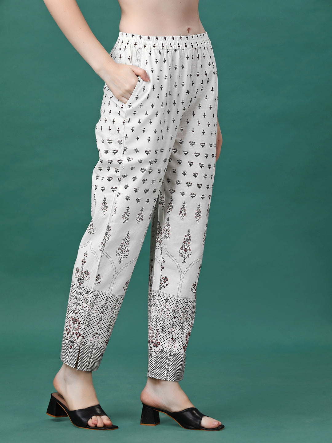 Printed Flared Cotton Kurta with Pant