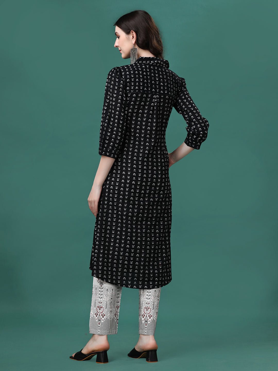 Printed Flared Cotton Kurta with Pant