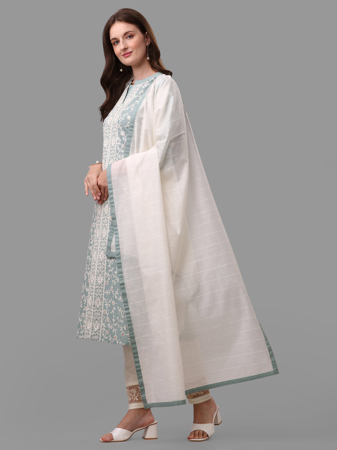 Embroidered Kurta with Pant & Dupatta Set