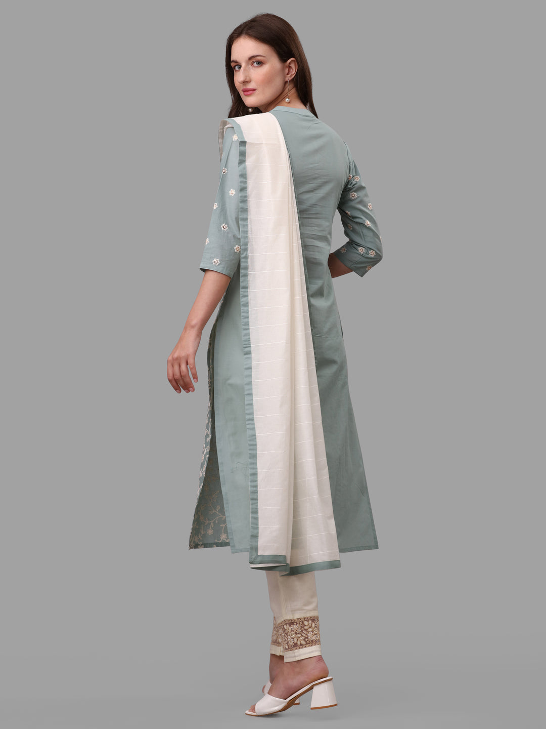 Embroidered Kurta with Pant & Dupatta Set