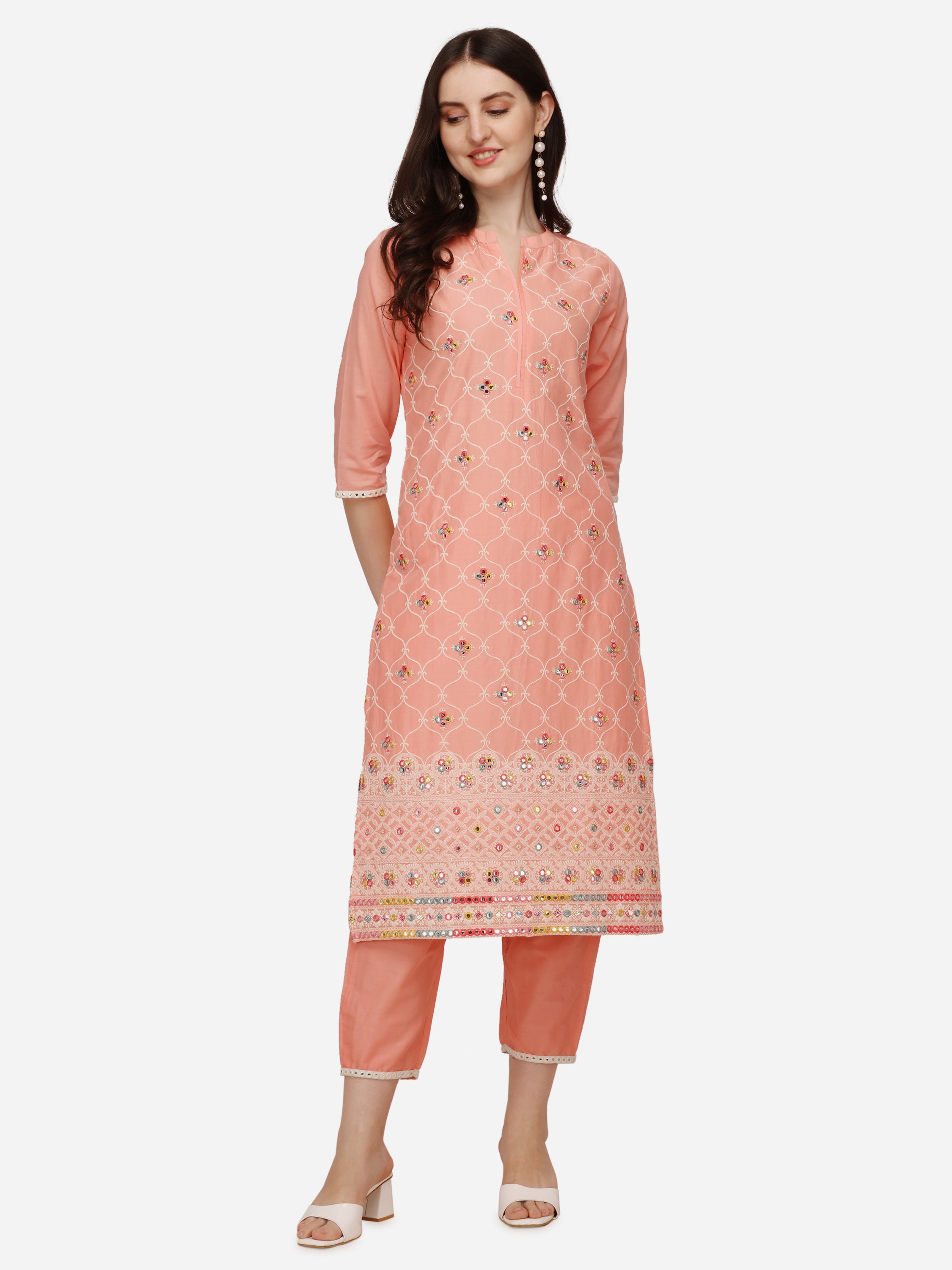 Lucknawi Embroidered Kurta with pant & Dupatta