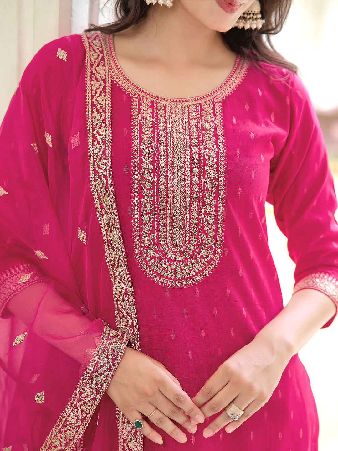 Embroidered Kurta with Embroidered Pant & dupatta