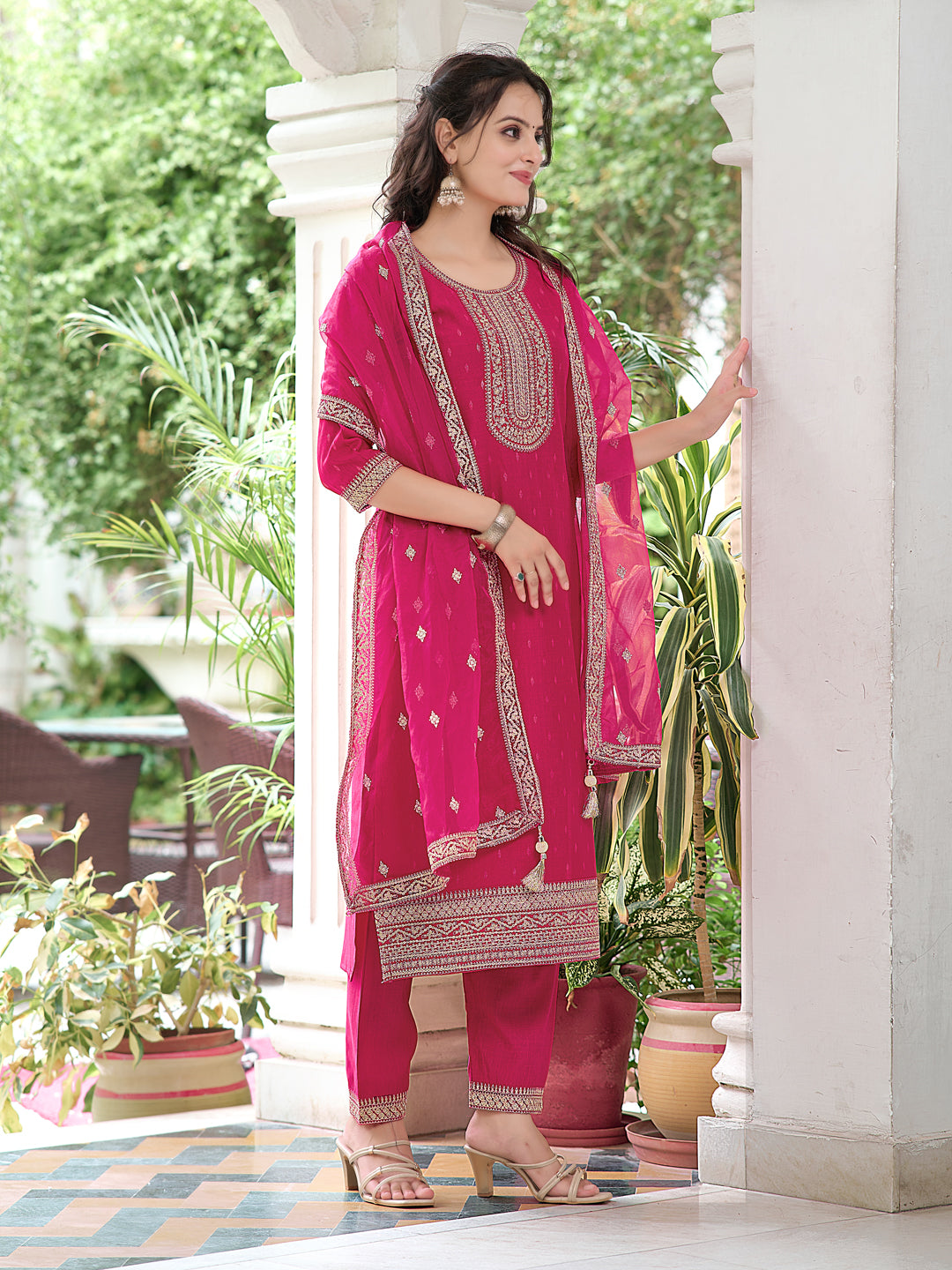 Embroidered Kurta with Embroidered Pant & dupatta