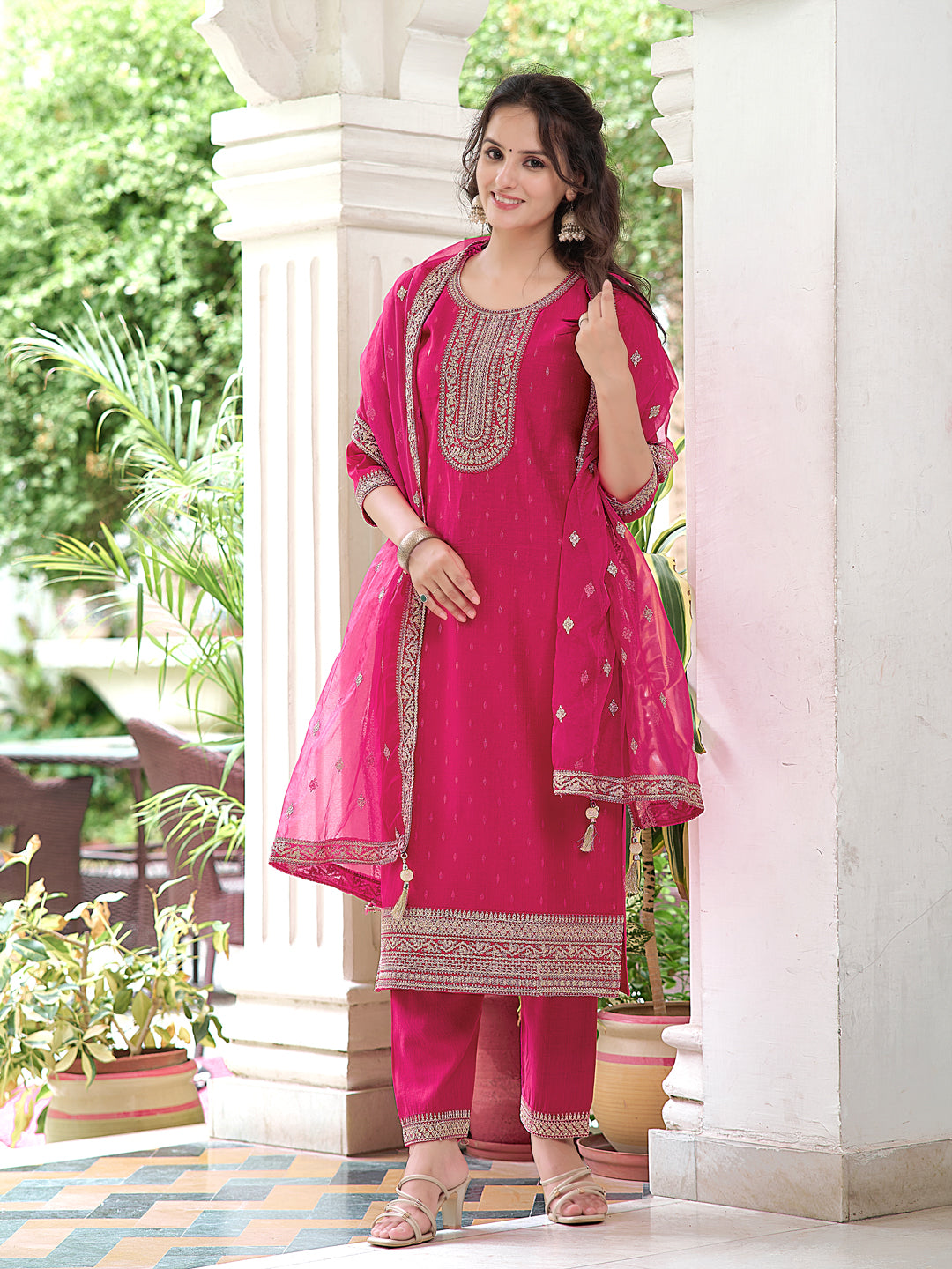 Embroidered Kurta with Embroidered Pant & dupatta