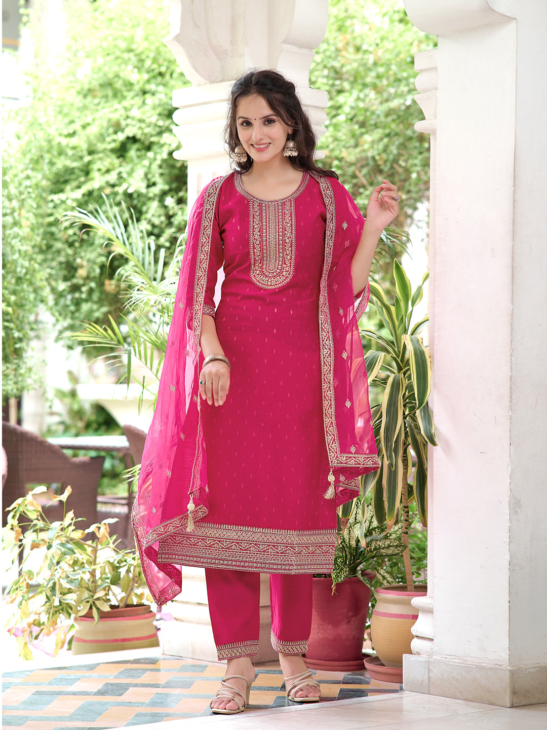 Embroidered Kurta with Embroidered Pant & dupatta