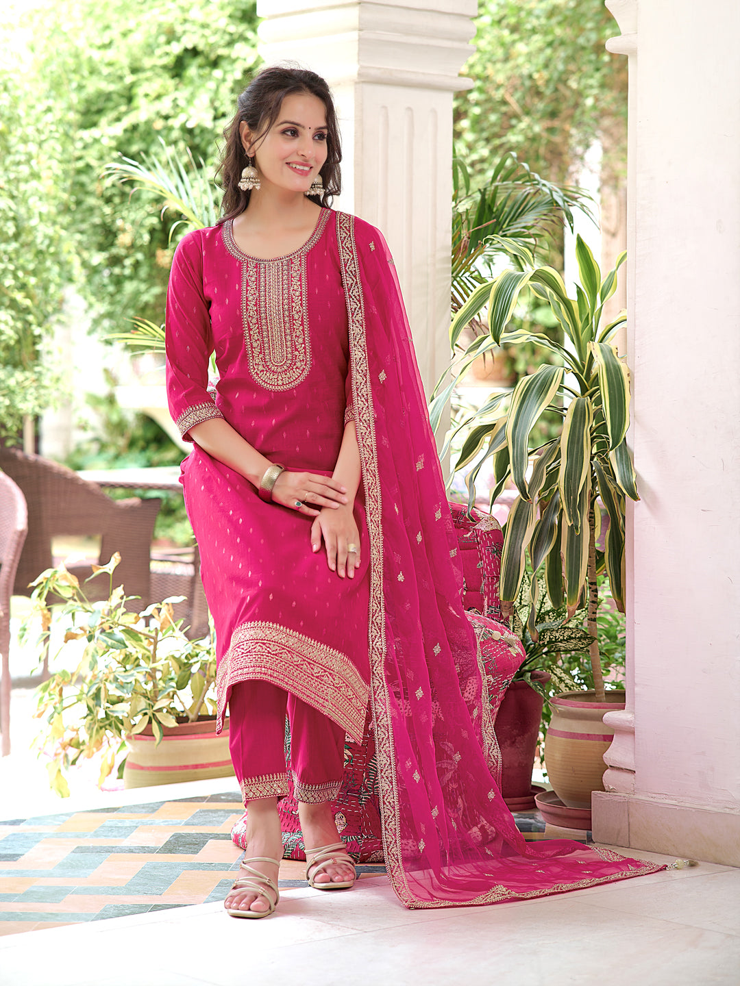 Embroidered Kurta with Embroidered Pant & dupatta