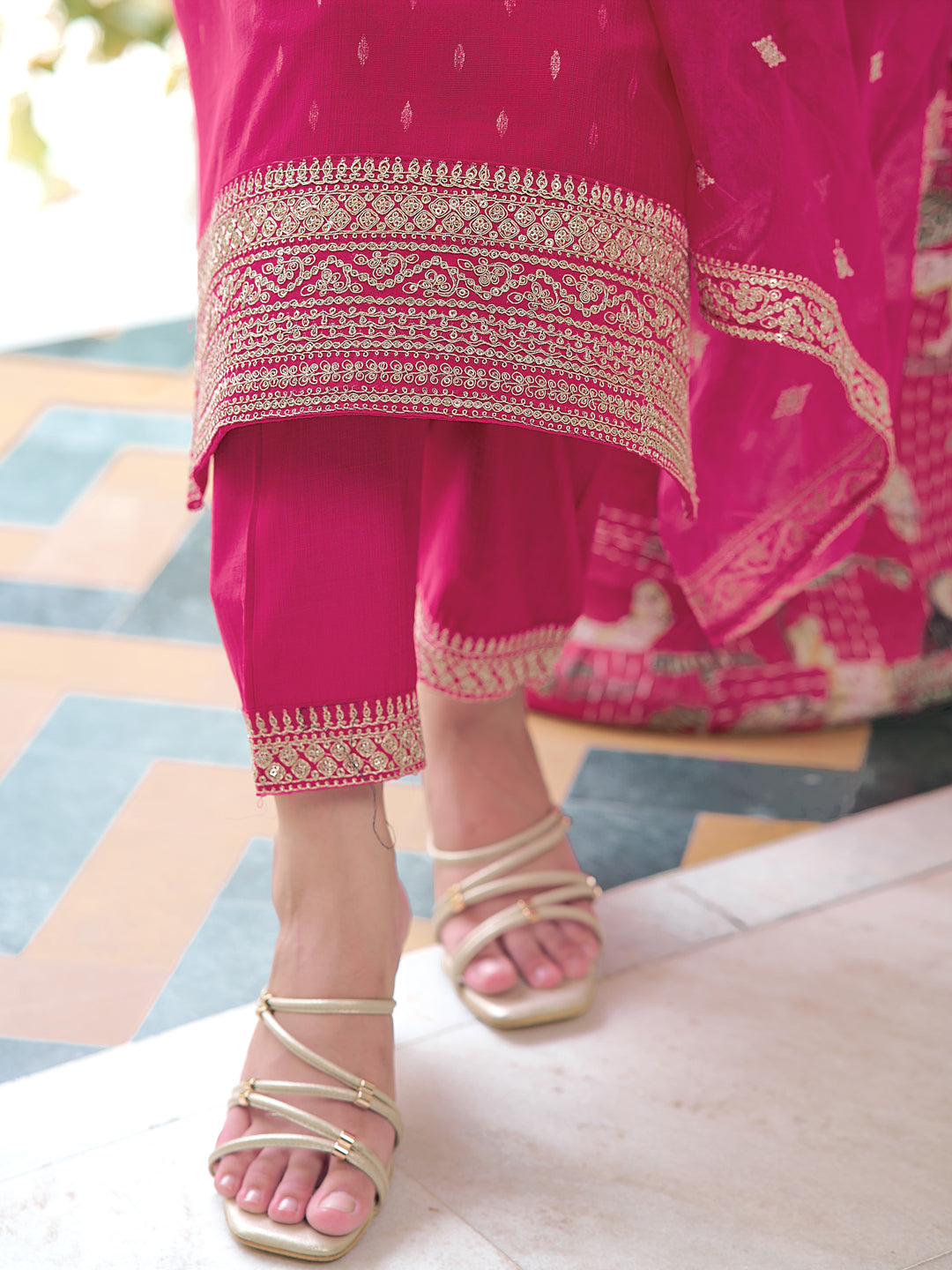 Embroidered Kurta with Embroidered Pant & dupatta