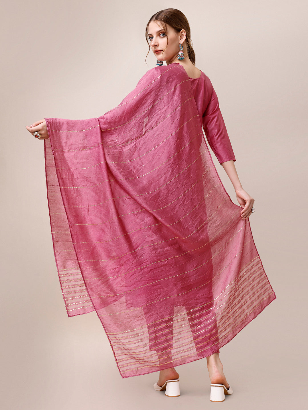 Embroidered Kurta with Pant and Dupatta Set