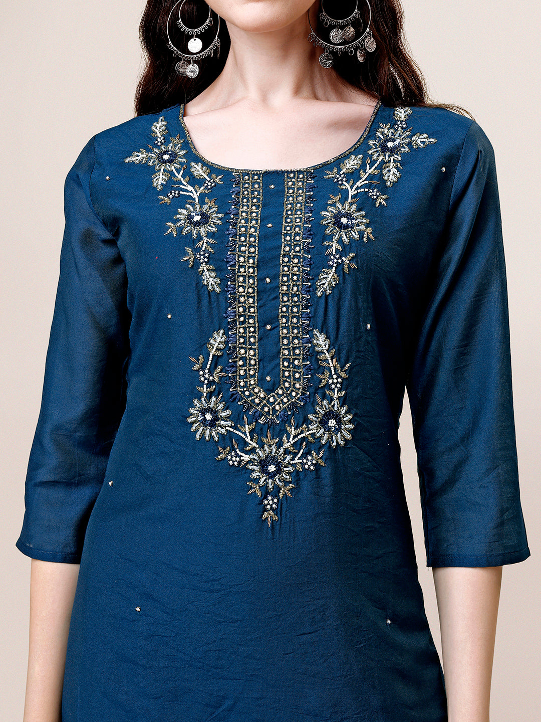 Hand Embroidered Kurta with pant & dupatta