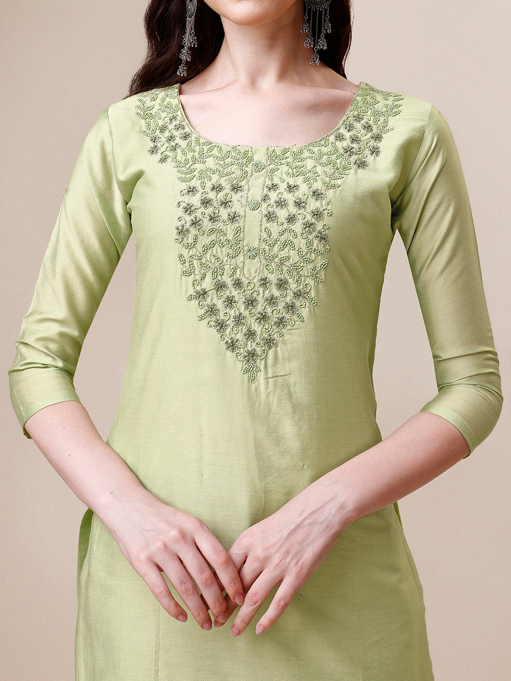 Embroidered Kurta With Pant and Dupatta Set