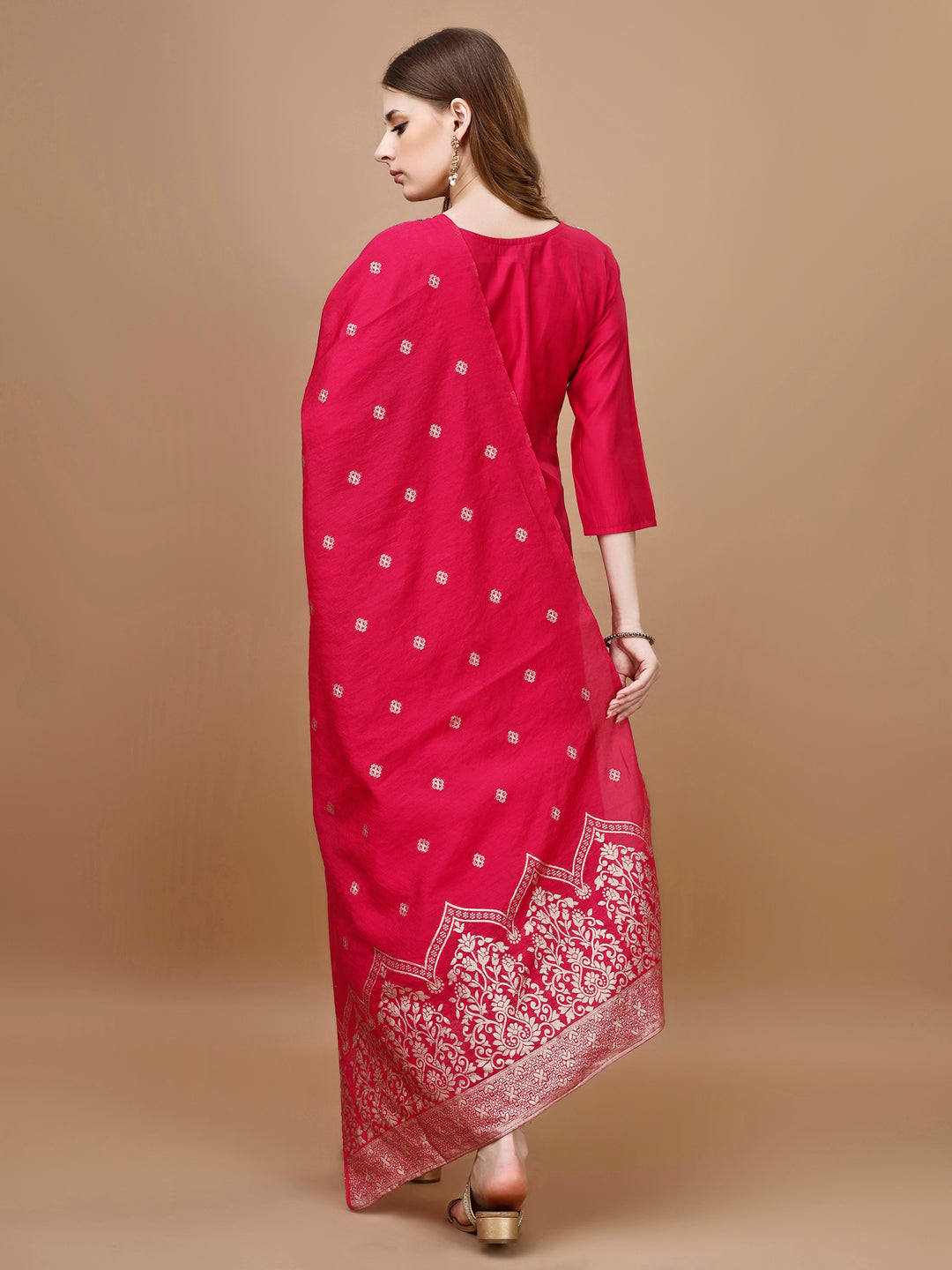 Hand Embroidered Kurta with pant & Banarasi Dupatta premium