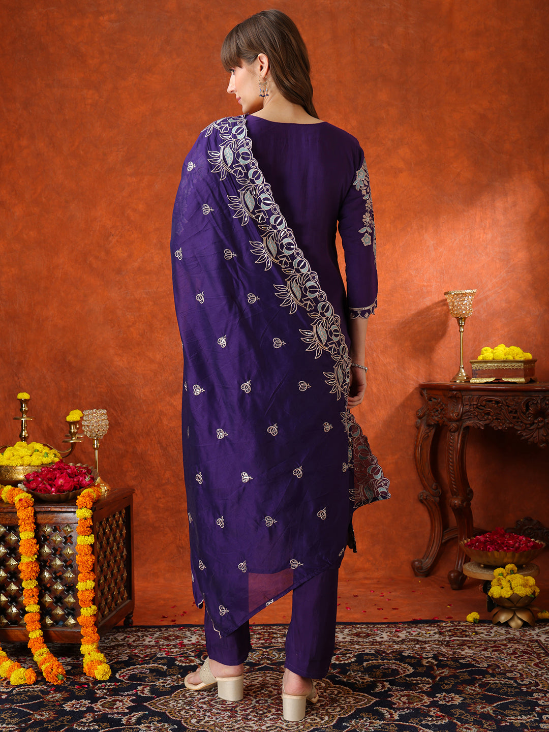 Hand Embroidered Kurta with Pant &  Embroidered Dupatta