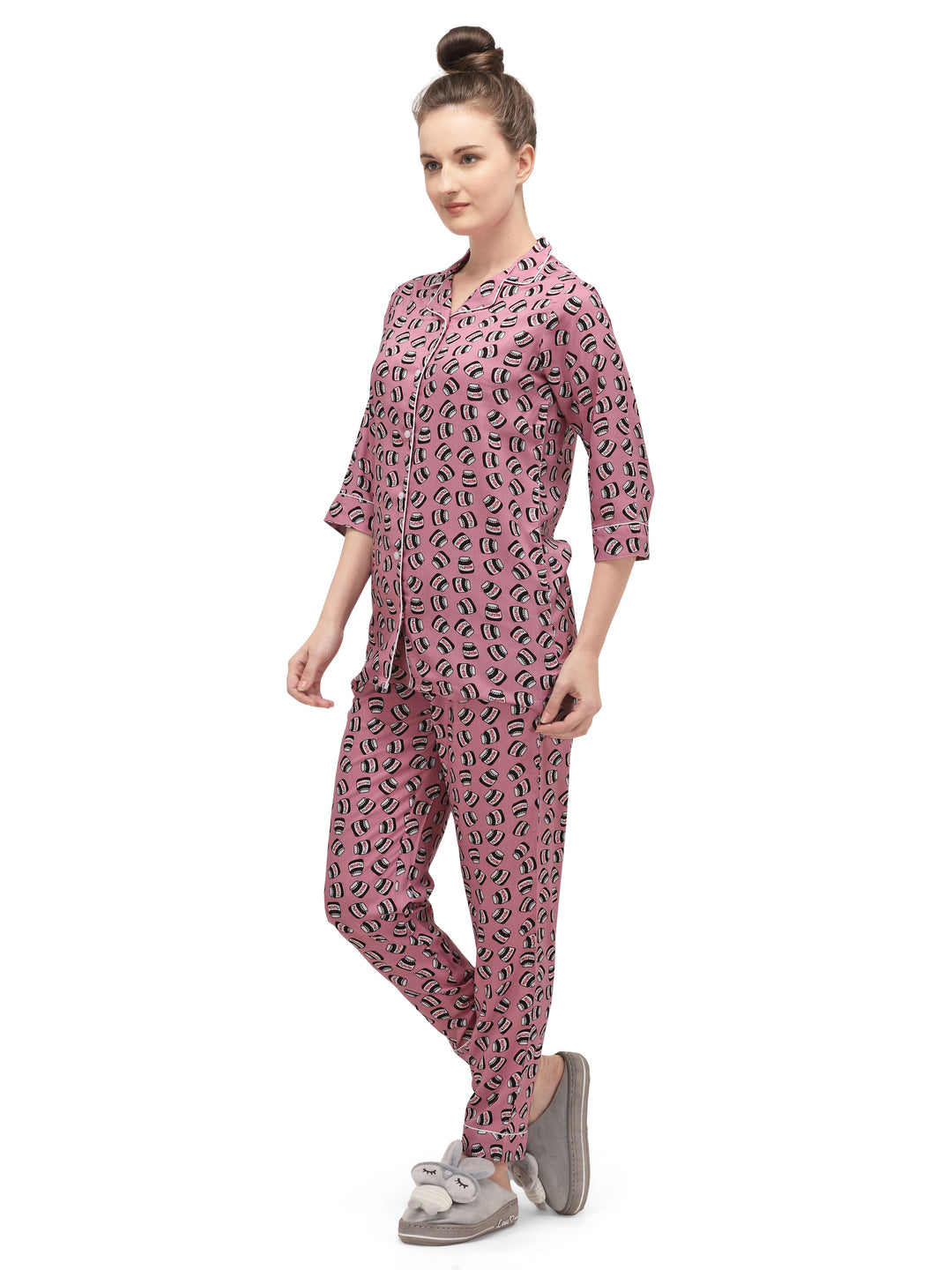 Printed Rayon Womens nightwear suit