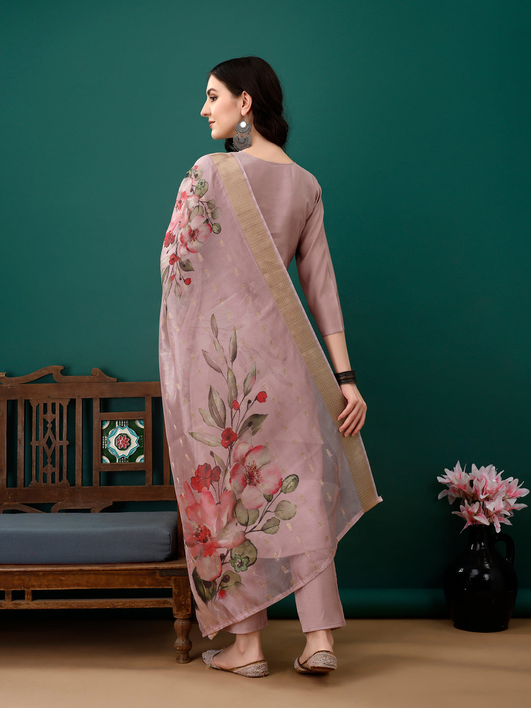 Hand embroidered Kurta with Pant & Dupatta