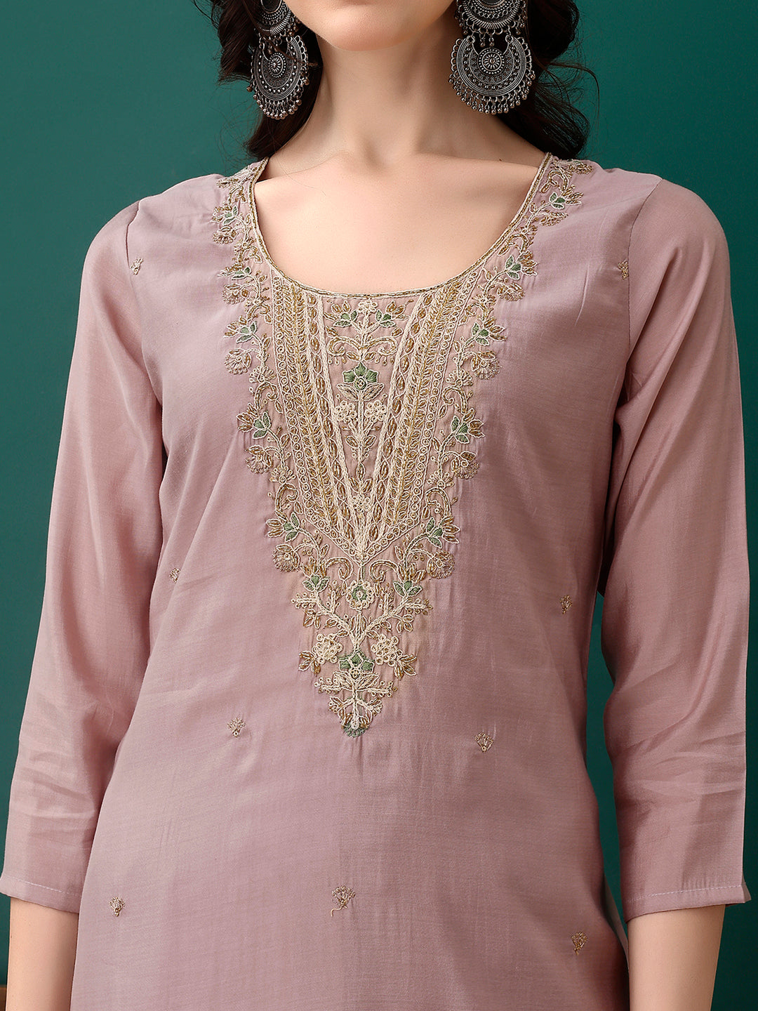 Hand embroidered Kurta with Pant & Dupatta