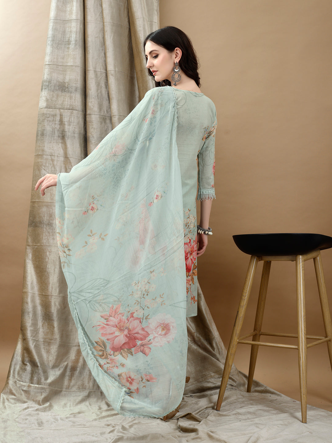 Schiffli Embroidered Kurta with Pant & printed Dupatta Luxury Premium