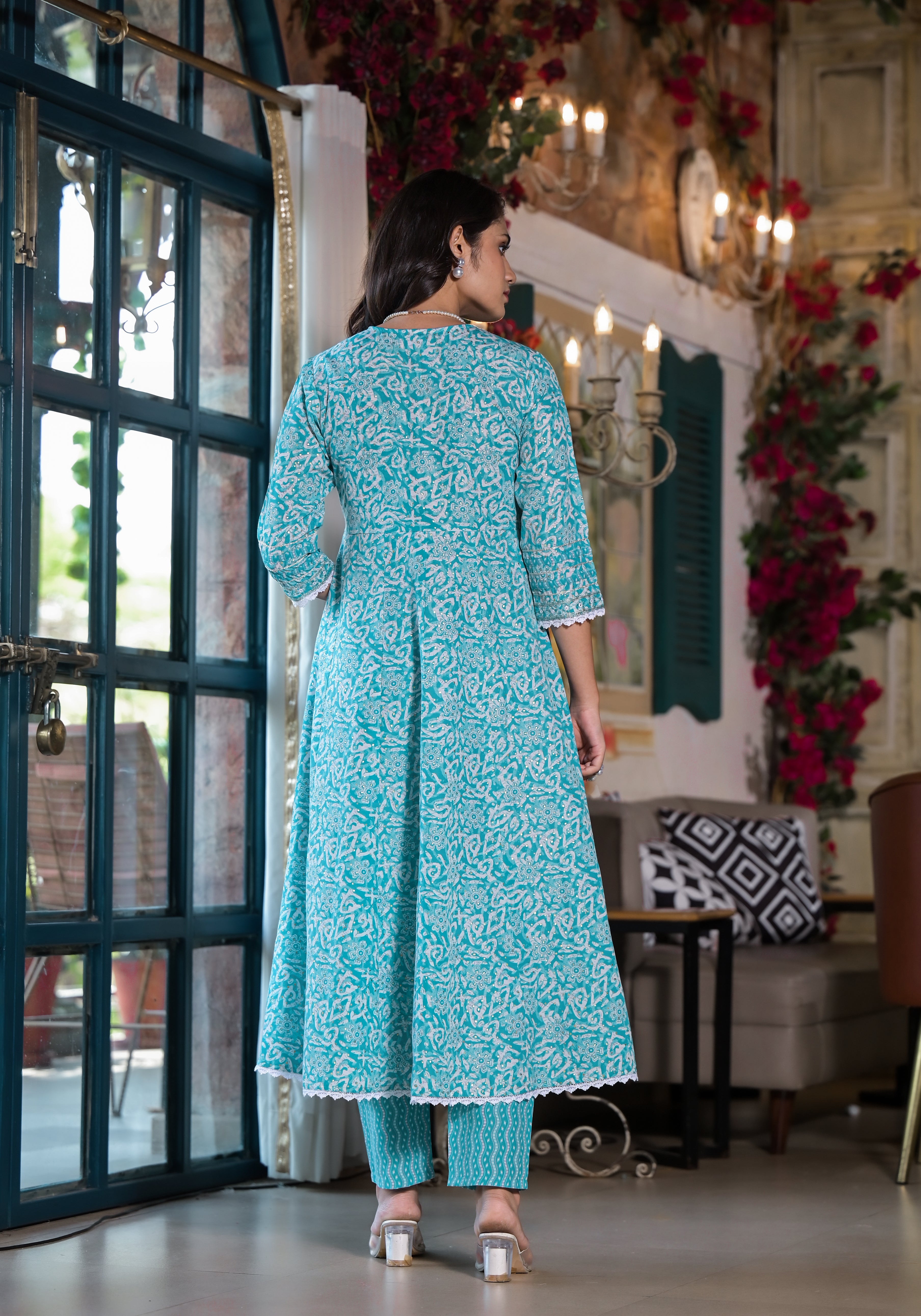 Embroidered & Printed Angrakha Style Kurta with pant & dupatta