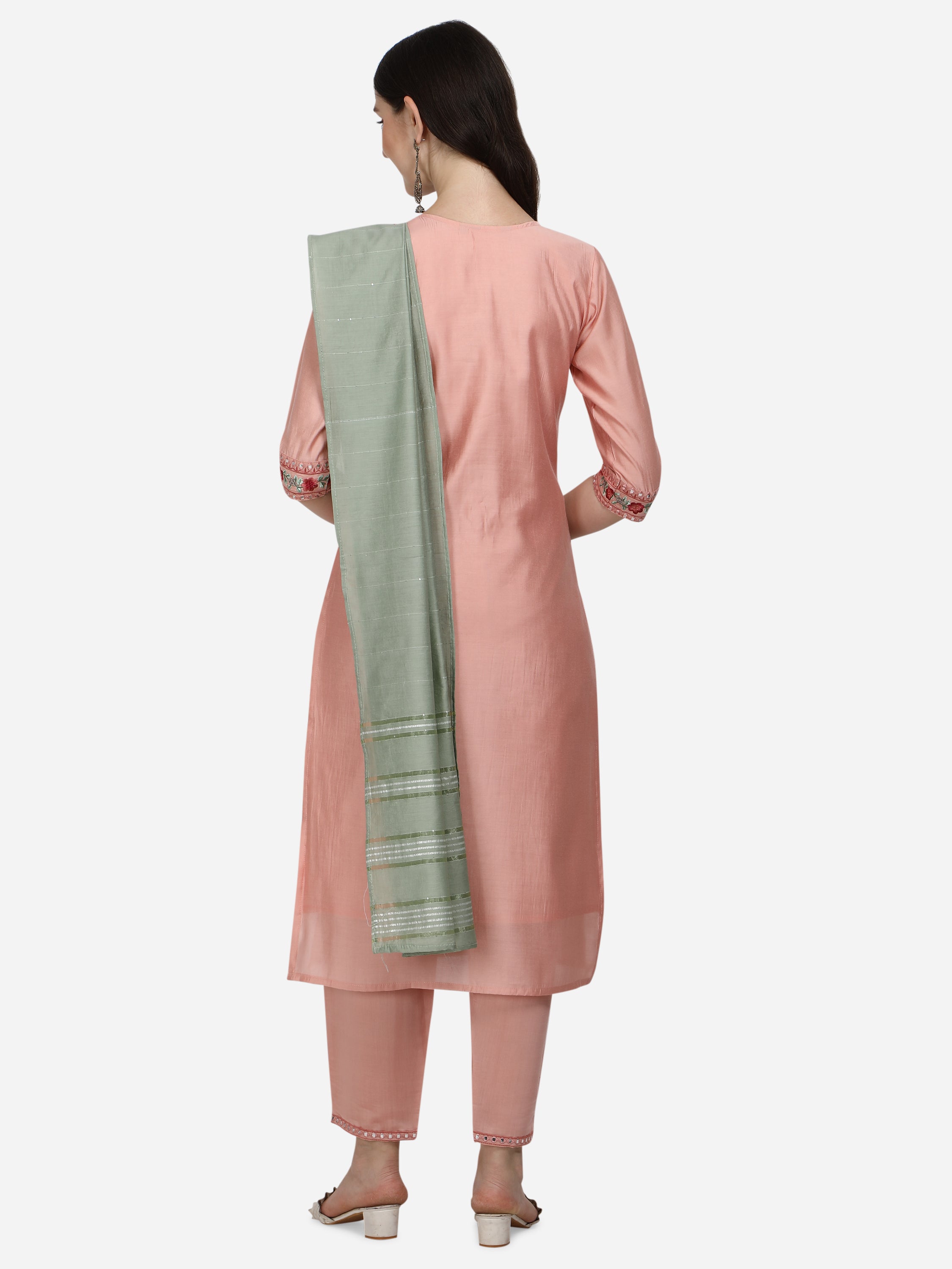 Embroidered Kurta With Pant & Dupatta Set