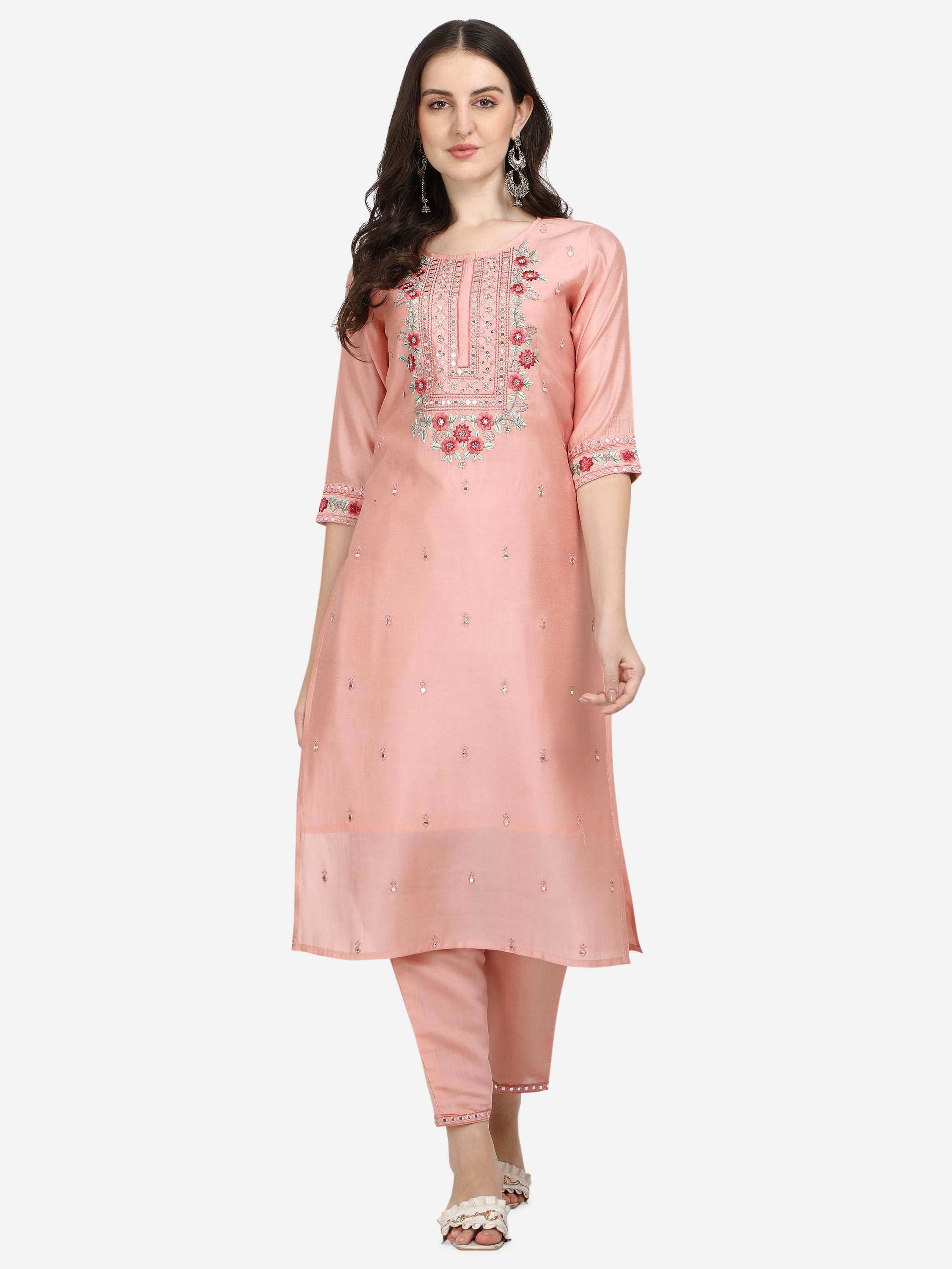 Embroidered Kurta With Pant & Dupatta Set