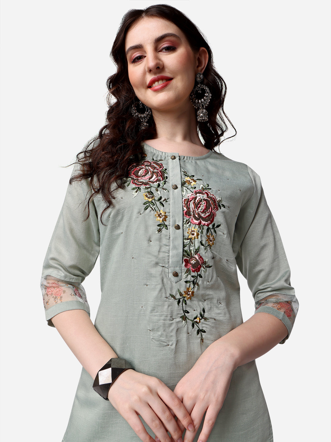 Embroidered kurta with pant & Dupatta Set