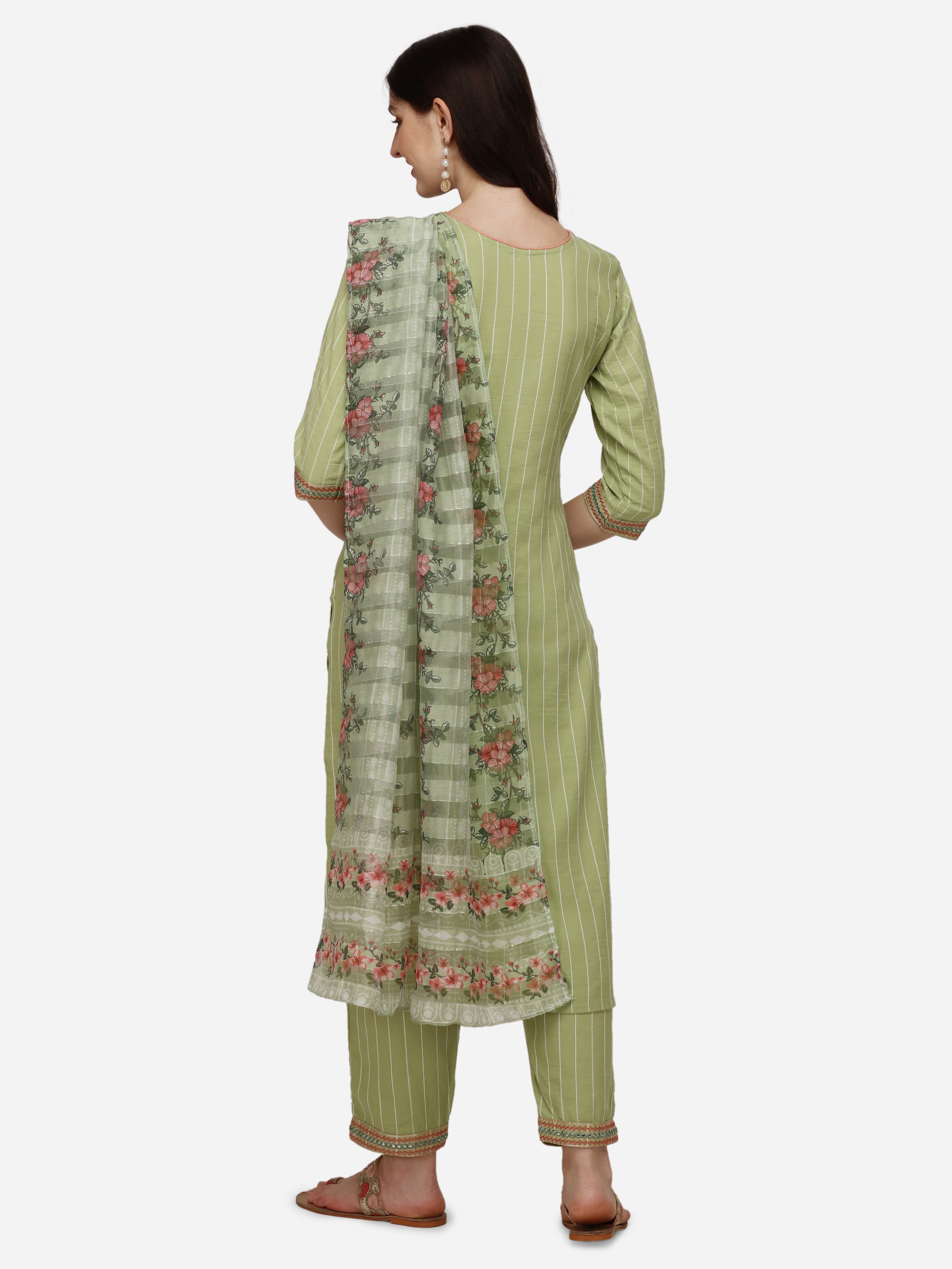 Embroidered Kurta with Pant & Dupatta Set