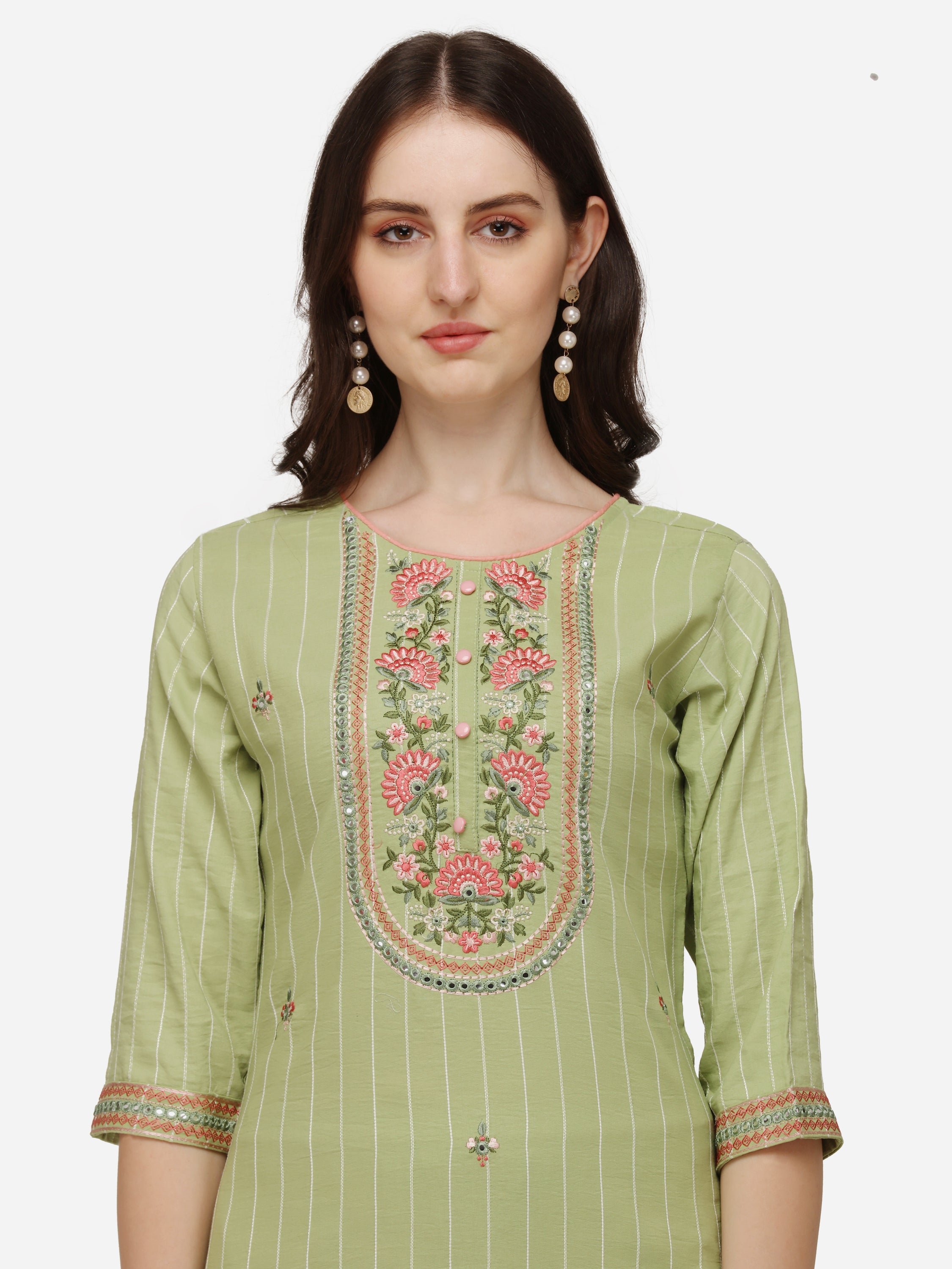 Embroidered Kurta with Pant & Dupatta Set